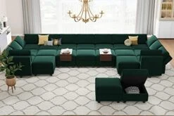 Belffin Modular Large Sectional Sofa With Storage Seat Oversized U Shaped Couch With Reversible Chaise Modular Sofa Set With Ottoman Velvet Green 12 Belffin Modular Large Sectional Sofa With Storage Seat Oversized U Shaped Couch With Reversible Chaise Modular Sofa Set With Ottoman Velvet Green -Best Furniture Store 41M7VqzZ0lL