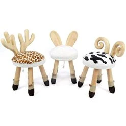 Wooden Toddler Chair, Naturally Finished Solid Hardwood,Kids Stool Chair, Handmade, For Playroom, Nursery, Preschool, Bedroom, Kindergarten Eating, Reading, Playing, Boys Girls Age 2+ (1, Sheep Horn) -Best Furniture Store 41MIJM7E8jL