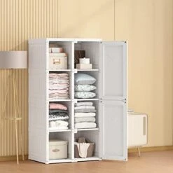 Portable Closet Clothes Wardrobe Plastic Bedroom Armoire 14"x20" Depth Cube Storage Organizer With Hanging Rod And Doors,15 Cubes, White (Door Accessories) 11 Portable Closet Clothes Wardrobe Plastic Bedroom Armoire 14"x20" Depth Cube Storage Organizer With Hanging Rod And Doors,15 Cubes, White (Door Accessories) -Best Furniture Store 41MbHHrMphL. AC