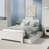 Epinki 3 Pieces Cream Simple Style Wood Bedroom Sets With Twin Bed, Nightstand And Chest, Easy Assembly