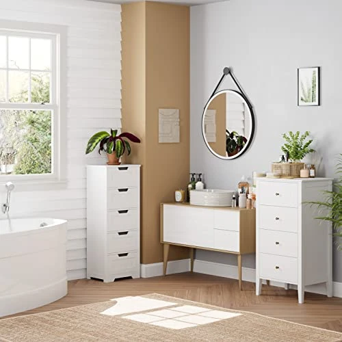 4 Drawer Dresser, Antique Wide Chest Of Drawers With Solid Frame, Closet Dresser Tall Storage Chest Cabinet Nightstand For Living Room, Bathroom, Entryway, White 5 4 Drawer Dresser, Antique Wide Chest Of Drawers With Solid Frame, Closet Dresser Tall Storage Chest Cabinet Nightstand For Living Room, Bathroom, Entryway, White - Image 5