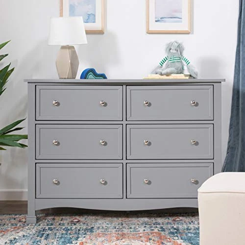 Kalani 6-Drawer Double Wide Dresser In Grey 2 Kalani 6-Drawer Double Wide Dresser In Grey - Image 2