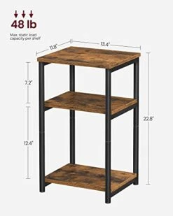 VASAGLE Side Table, Small End Table, Tall Nightstand For Living Room, Bedroom, Office, Bathroom, Rustic Brown And Black ULET273B01 -Best Furniture Store 41NebxyB4GL
