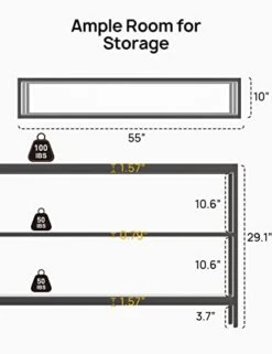 Evajoy Console Table, 55" Entryway Table With 3 Tiers, Open Glass Sofa Table For Living Room, Foyer, Entryway, Bedroom, Hallway 11 Evajoy Console Table, 55" Entryway Table With 3 Tiers, Open Glass Sofa Table For Living Room, Foyer, Entryway, Bedroom, Hallway -Best Furniture Store 41NjPObra8L