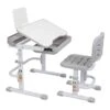 METTE Lightweight Kids Desk And Chair Sets, Height Adjustable Children Writing Table, Built-in Drawer Storage, Kids Study Table With Tilted Desktop, For Boys & Girls,Gray