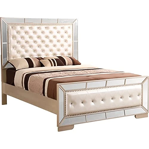 Home Square 2-Piece Set With Full Panel Bed And 2-Drawer Nightstand In Pearl 2 Home Square 2-Piece Set With Full Panel Bed And 2-Drawer Nightstand In Pearl - Image 2