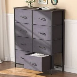 Small Dresser For Bedroom, 3 Drawer Nightstand With Removable Fabric Bins, Storage Chest Of Drawers For Closet Bedside Nursery Laundry Living Room, Sturdy Steel Frame&Wood Tope, Light Grey -Best Furniture Store 41NuEdyHLL. AC