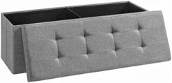 SONGMICS 43 Inches Folding Storage Ottoman Bench, Storage Chest, Foot Rest Stool, Bedroom Bench With Storage, Holds Up To 660 Lb, Dark Gray ULSF77K -Best Furniture Store 41NxFZZZljL. AC