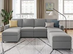 LINSY HOME Modular Sectional Sofa, Convertible U Shaped Sofa Couch With Storage, Memory Foam, Modular Sectionals With Ottomans, 6 Seat Sofa Set With Chaise For Living Room, Grey -Best Furniture Store 41Nzsmk3qVL. AC