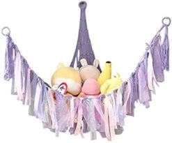 Altsuceser Stuffed Animal Storage Hammock With LED Light, Corner Hanging Net Bag For Stuffed Animal Plush Toy, Boho Handmade Toy Storage Hammock For Kids Girls Baby White -Best Furniture Store 41O0AaBU9IL. AC