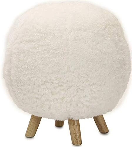 CRITTER SITTERS 19-in.-Seat Height Plush Gray Pouf Ottoman With 4 Spindle Legs - Furniture For Nursery, Bedroom, Playroom, And Living Room Decor 8 CRITTER SITTERS 19-in.-Seat Height Plush Gray Pouf Ottoman With 4 Spindle Legs - Furniture For Nursery, Bedroom, Playroom, And Living Room Decor - Image 8