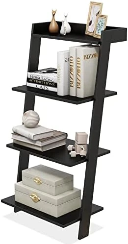 LOKO 4-Tier Ladder Shelf, 43” Tall Wooden Leaning Bookshelf Display Rack, Modern Ladder Bookshelf With Anti-Tipping Device And Top Raised Edge For Living Room, Study, Balcony (White) 7 LOKO 4-Tier Ladder Shelf, 43” Tall Wooden Leaning Bookshelf Display Rack, Modern Ladder Bookshelf With Anti-Tipping Device And Top Raised Edge For Living Room, Study, Balcony (White) - Image 7