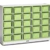 Jonti-Craft Rainbow Accents 0426JCWW130 25 Cubbie-Tray Mobile Storage - With Trays - Key Lime Green
