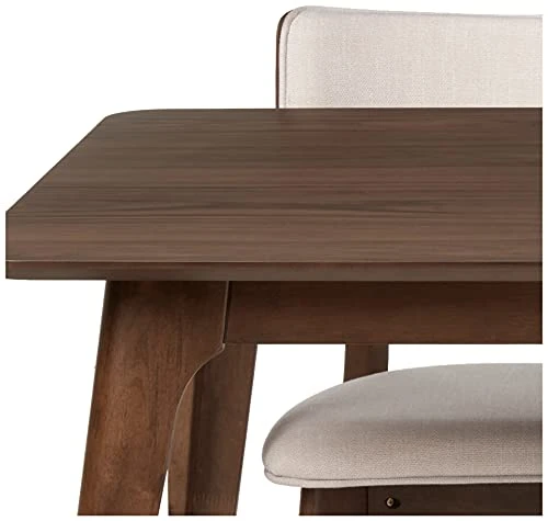 Christopher Knight Home Megann Mid-Century Wood Dining Set With Fabric Chairs, 5-Pcs Set, Natural Walnut / Light Beige 2 Christopher Knight Home Megann Mid-Century Wood Dining Set With Fabric Chairs, 5-Pcs Set, Natural Walnut / Light Beige - Image 2