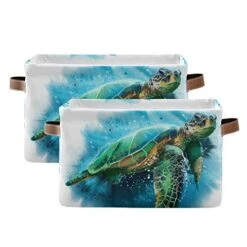 Watercolor Sea Turtle Large Storage Basket Collapsible Storage Bin Organizer Cube Laundry Hamper For Clothes Bedroom Nursery Toys Shelf College Dorm