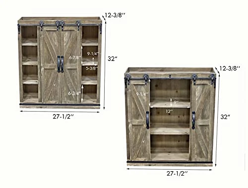 Sliding Barn Door Wall Storage Cabinet Freestanding Console Cabinet Buffet Modern Farmhouse Sideboard Organizer Distressed Furniture Wood Fully Assembled Shabby Chic 29.1 X 12.4 X 31.9 Inches (Brown) 2 Sliding Barn Door Wall Storage Cabinet Freestanding Console Cabinet Buffet Modern Farmhouse Sideboard Organizer Distressed Furniture Wood Fully Assembled Shabby Chic 29.1 X 12.4 X 31.9 Inches (Brown) - Image 2