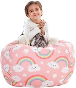 Nobildonna Stuffed Animal Storage Bean Bag Chair Cover Only For Kids Girls Toddler, Large Beanbag Chair Without Filling For Organizing Children Soft Plush Toys -Best Furniture Store 41OtQa5YML. AC