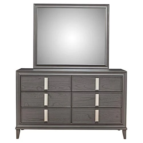 2 Piece Set With Wood 6-Drawer Dresser & 5-Drawer Chest In Dark Gray 4 2 Piece Set With Wood 6-Drawer Dresser & 5-Drawer Chest In Dark Gray - Image 4