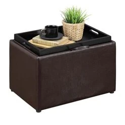 Convenience Concepts Designs4Comfort Accent Storage Ottoman With Reversible Tray, Espresso Faux Leather 22.75 X 15.75 X 16 -Best Furniture Store 41P2YMguVzL