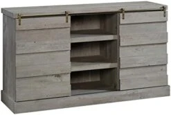 Sauder Cannery Bridge Credenza, L: 17.638" X W: 59.370" X H: 33.425", Mystic Oak Finish -Best Furniture Store 41P5s8GOH L. AC