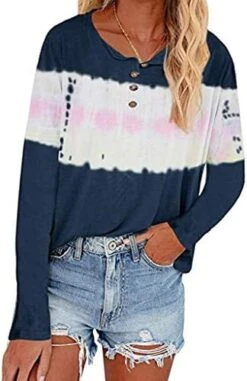 Meikosks Scoop Neck-Henley Shirts Women's Casual Long Sleeve Plus Size Tops Tie-Dye Button Blouses 12 Meikosks Scoop Neck-Henley Shirts Women's Casual Long Sleeve Plus Size Tops Tie-Dye Button Blouses -Best Furniture Store 41PCSyAGRwL. AC