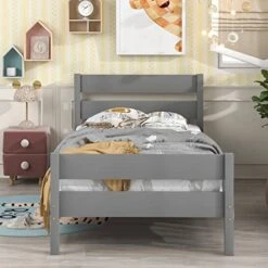 WIJCK Twin Bed With Headboard And Footboard Grey