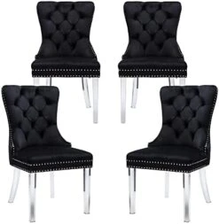 Civama Dining Chairs Set Of 6, Velvet Nikki Collection Dining Room Chair Upholstered Modern Luxury Tufted With Nailhead Trim Back Pull Ring Solid Wooden Legs, Beige -Best Furniture Store 41PFCN1gbpL. AC