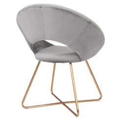 Duhome Modern Accent Velvet Chairs Dining Chairs Single Sofa Comfy Upholstered Arm Chair Living Room Furniture Mid-Century Leisure Lounge Chairs With Golden Metal Frame Legs Set Of 2 Grey -Best Furniture Store 41PHP5RwvSL