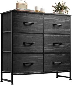 Fabric Dresser For Bedroom, 6 Drawer Double Dresser, Storage Tower With Fabric Bins, Chest Of Drawers For Closet, Living Room, Hallway, Nursery, Dark Grey -Best Furniture Store 41PVI6G0lL. AC