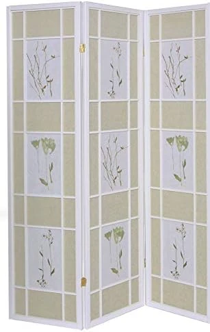 3 Panel Room Divider Privacy Screen Botanical Floral Accented Black 71” Tall 6 3 Panel Room Divider Privacy Screen Botanical Floral Accented Black 71” Tall - Image 6
