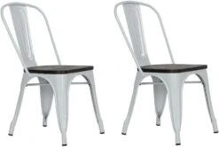 DHP Fusion Metal Wood Seat, Silver, Set Of 2, Dining Chair -Best Furniture Store 41PfVb2x19L. AC