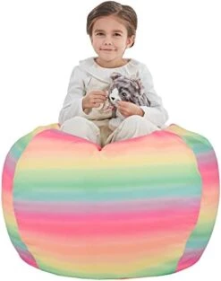 Nobildonna Stuffed Animal Storage Bean Bag Chair Cover Only For Kids Girls Toddler, Large Beanbag Chair Without Filling For Organizing Children Soft Plush Toys -Best Furniture Store 41PjEGjUsOL. AC