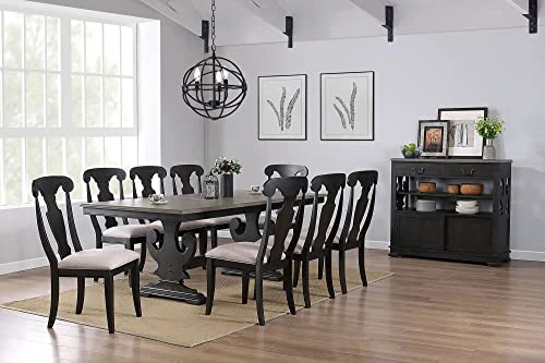 Pilaster Designs Indoor Home Decorative Furniture Frates Buffet Server With Storage Drawers & Shelves, Black & Brown Wood 4 Pilaster Designs Indoor Home Decorative Furniture Frates Buffet Server With Storage Drawers & Shelves, Black & Brown Wood - Image 4