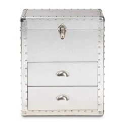 Silver Metal 2-Drawer Accent Storage Chest -Best Furniture Store 41PsXDKLMhL