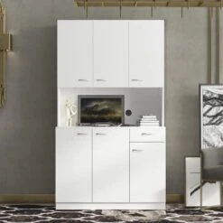 Kitchen Storage Cabinet, 70.87" Kitchen Freestanding Buffet Cabinet With Buffet Cupboard 6 Doors & 3 Shelves, Storage Cabinet Microwave Stand With Drawer For Home Kitchen (White) 13 Kitchen Storage Cabinet, 70.87" Kitchen Freestanding Buffet Cabinet With Buffet Cupboard 6 Doors & 3 Shelves, Storage Cabinet Microwave Stand With Drawer For Home Kitchen (White) -Best Furniture Store 41QDTv5FpeL