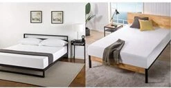 Trisha 7 Inch Platforma Bed Frame With Headboard/Mattress Foundation/Box Spring Optional/Wood Slat Support, Queen & Ultima 10"; Comfort Memory Foam Mattress, Queen -Best Furniture Store 41QGAZOo7mL. AC