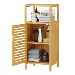 VIAGDO Bamboo Cabinet, Bathroom Storage Cabinet With Single Door And Shelf, Freestanding Bathroom Cabinet, Kitchen Cupboard, Sofa Side Table For Living Room/Hallway/Bedroom/Kitchen -Best Furniture Store 41QX58VC8bL