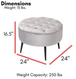 BIRDROCK HOME Tufted Round Grey Ottoman – Velvet Foot Stool – Mid Century Modern Steel Legs - Soft Compact Padded Stool - Living Room Or Bedroom – Vanity Chair - Decorative Furniture 10 BIRDROCK HOME Tufted Round Grey Ottoman – Velvet Foot Stool – Mid Century Modern Steel Legs - Soft Compact Padded Stool - Living Room Or Bedroom – Vanity Chair - Decorative Furniture -Best Furniture Store 41QnsY0tu2L