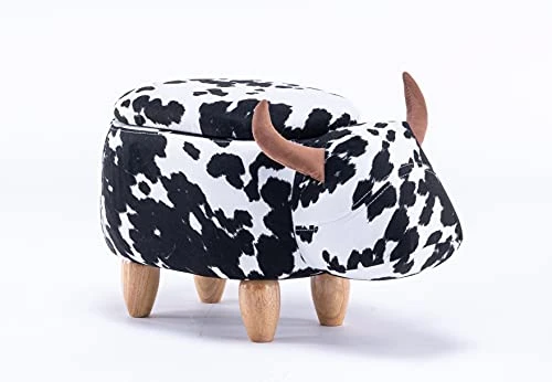Home 2 Office Cow Ottoman For Kids' Bedroom, Playroom, Nursery, And Living Room, Animal Ottoman With Storage, Footstool For Kids, Black/White 4 Home 2 Office Cow Ottoman For Kids' Bedroom, Playroom, Nursery, And Living Room, Animal Ottoman With Storage, Footstool For Kids, Black/White - Image 4