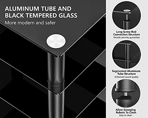 Fitueyes 4-Tier Media Stand Audio/Video Component Cabinet With Glass Shelf For/Apple Tv/Xbox One/ps4 AS406001GB 5 Fitueyes 4-Tier Media Stand Audio/Video Component Cabinet With Glass Shelf For/Apple Tv/Xbox One/ps4 AS406001GB - Image 5