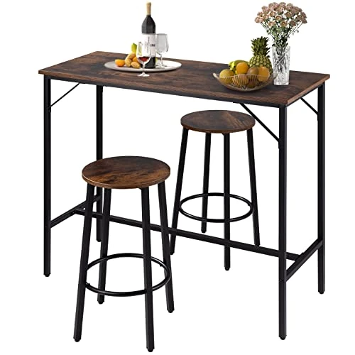 VEVOR Bar Table And Chairs Set 39" Pub Table Set With 2 Bar Stools Kitchen Dining Table And Chairs Set For 2 Iron Frame Counter Height Dining Sets For Home, Kitchen, Living Room 1 VEVOR Bar Table And Chairs Set 39" Pub Table Set With 2 Bar Stools Kitchen Dining Table And Chairs Set For 2 Iron Frame Counter Height Dining Sets For Home, Kitchen, Living Room