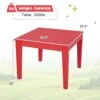Costzon Kids Table, 25.5" X 25.5" Square Activity Play Table For Reading, Drawing, All-Weather & Heavy-Duty, Waterproof Table For Playroom, Nursery, Backyard, Indoor & Outdoor, Toddler Table (Red)