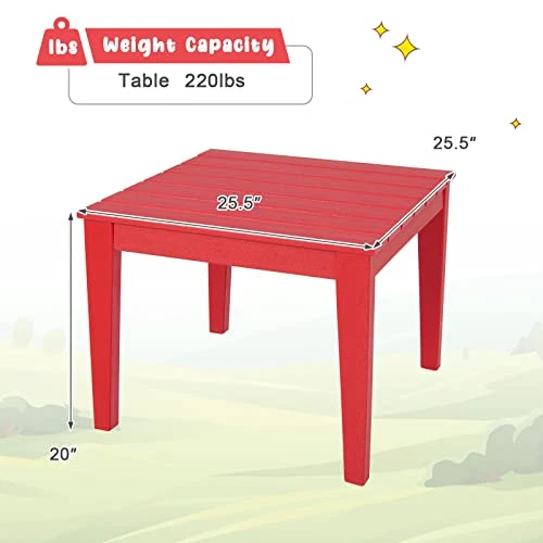 Costzon Kids Table, 25.5" X 25.5" Square Activity Play Table For Reading, Drawing, All-Weather & Heavy-Duty, Waterproof Table For Playroom, Nursery, Backyard, Indoor & Outdoor, Toddler Table (Red) 1 Costzon Kids Table, 25.5" X 25.5" Square Activity Play Table For Reading, Drawing, All-Weather & Heavy-Duty, Waterproof Table For Playroom, Nursery, Backyard, Indoor & Outdoor, Toddler Table (Red)
