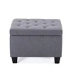 BELLEZE 24 Inch Modern Tufted Bedroom Storage Ottoman Bench, Linen Lift Top Upholstered Foam Padded Rectangular Footstool, Easy Assemble Furniture - Jay (Gray)