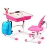 GLACER Kids Desk And Chair Set, Height Adjustable Children Study Writing Desk Set W/Tilted Desktop, Storage Drawer & Metal Hook, Ergonomic Student School Desk Chair Set For 3-14 Years Old (Pink)