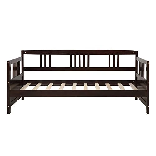 DNYN Twin Size Daybed For Kids Bedroom,Solid Pinewood Bedframe W/Safety Guardrails & Strong Wood Slats Support,Home Furniture For Living Room,Space Saving Design & No Box Spring Needed, Espresso 3 DNYN Twin Size Daybed For Kids Bedroom,Solid Pinewood Bedframe W/Safety Guardrails & Strong Wood Slats Support,Home Furniture For Living Room,Space Saving Design & No Box Spring Needed, Espresso - Image 3