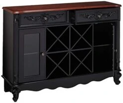 Kings Brand Buffet Server Wine Cabinet Console Table, Black / Walnut 6 Kings Brand Buffet Server Wine Cabinet Console Table, Black / Walnut -Best Furniture Store 41RUnOOdOBL