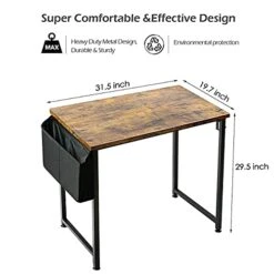 Small Desk For Small Spaces - Student Kids Study Writing Computer Table For Home Office Bedroom School Work PC Workstation,Rustic 30 31 Inch -Best Furniture Store 41RXxnspcyL