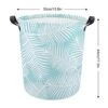HoaMoya Collapsible White Palm Leaves Laundry Hamper Light Blue Nursery Hamper Large Waterproof Clothes Toy Storage Basket Bin For Kids Boys Girls Bedroom Bathroom