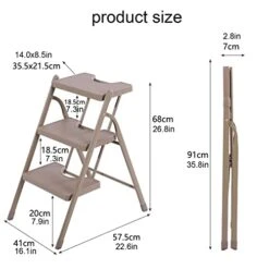 GENERIC 3-Step Steel Ladder Folding Step Ladder With Wide Anti-Slip Pedal Multipurpose Step Ladder Flower Stand Shelf Organizer For Household Kitchen Office 330lbs Load Capacity (Color : Bruin) -Best Furniture Store 41Rgd0t2QEL